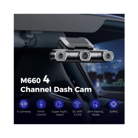 Cámara para coche AZDOME M660 con Wi‑Fi 5G, visión nocturna y grabación 360° en 2K + Full HD - Image 3