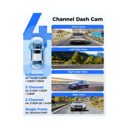 Cámara para coche AZDOME M660 con Wi‑Fi 5G, visión nocturna y grabación 360° en 2K + Full HD - Image 7