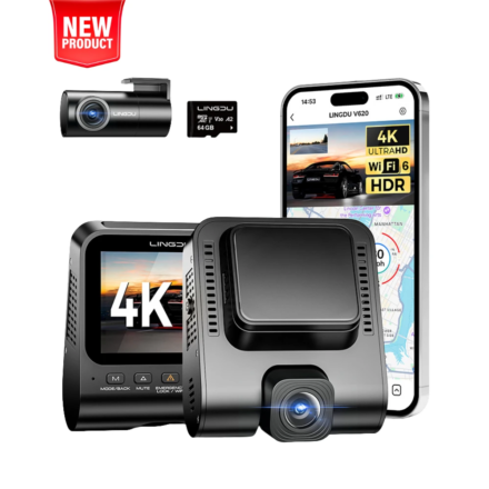 Cámara para coche LINGDU V620 con grabación 4K, pantalla de 2”