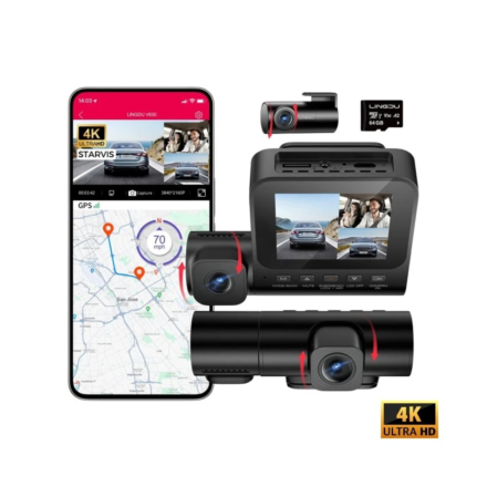 Cámara coche LINGDU V630 4K triple lente con GPS y Wi‑Fi 6 - Imagen 2