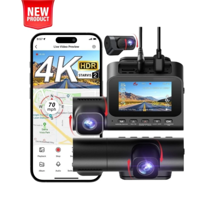 Cámara coche LINGDU V630 4K triple lente con GPS y Wi‑Fi 6
